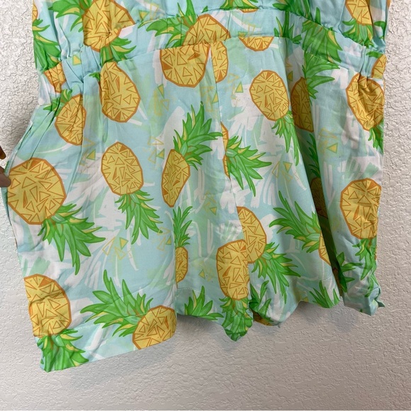 Tipsy Elves Pineapple Print Summer Romper Shorts Spaghetti strap size Large NEW - Picture 7 of 12